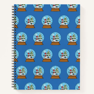 Schneeglobe mit Schneemann und Pine Tree Notizbuch