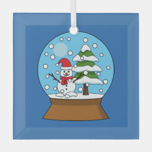 Schneeglobe mit Schneemann und Pine Tree Ornament Aus Glas