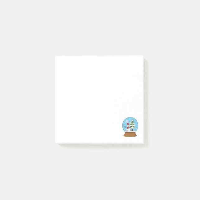 Schneeglobe mit Schneemann und Pine Tree Post-it Klebezettel (Vorderseite)
