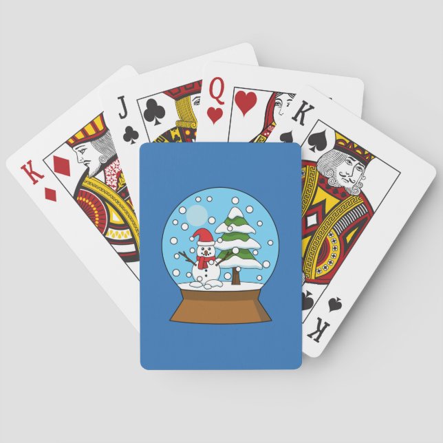 Schneeglobe mit Schneemann und Pine Tree Spielkarten (Rückseite)