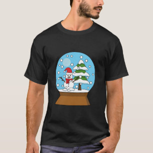 Schneeglobe mit Schneemann und Pine Tree T-Shirt