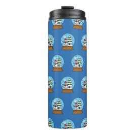 Schneeglobe mit Schneemann und Pine Tree Thermosbecher