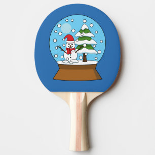 Schneeglobe mit Schneemann und Pine Tree Tischtennis Schläger