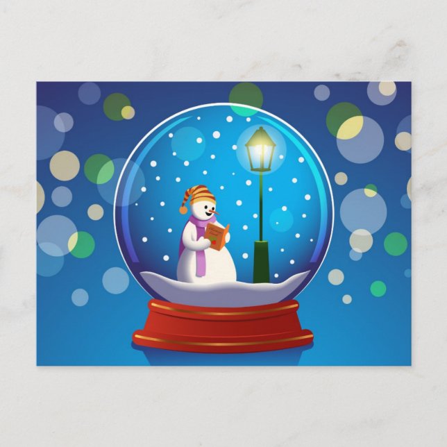 Schneeglobe mit Snowman-Gesang Postkarte (Vorderseite)