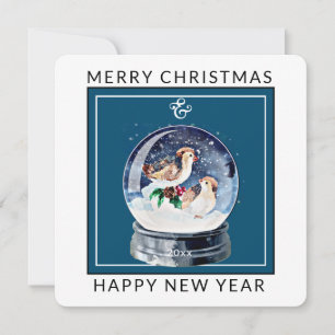 Schneeglobe mit Vögeln Weihnachtskarte Feiertagskarte