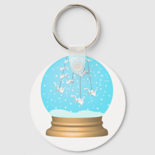 Schneeglobe Origami Swan Snowglobe Schlüsselanhänger