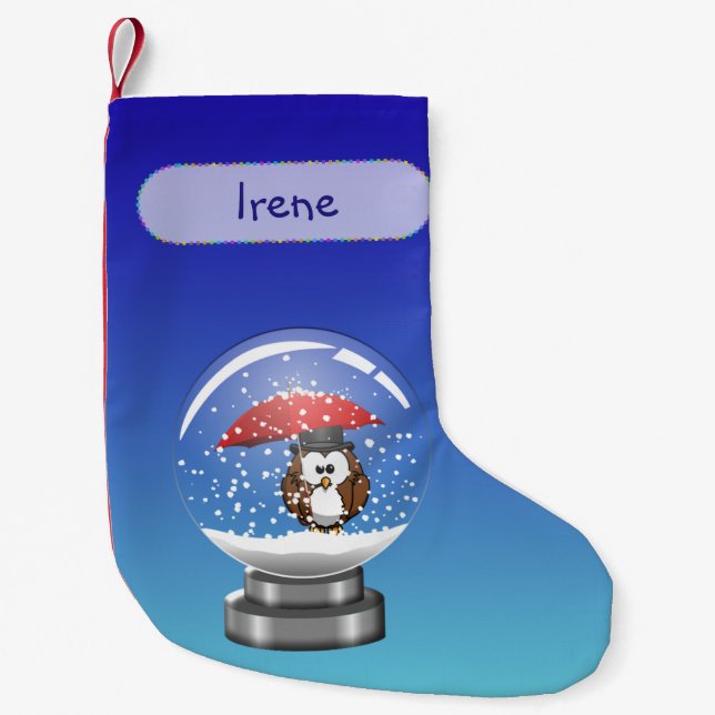 Schneeglobe Uhu Weihnachtsfest Strumpf Kleiner Weihnachtsstrumpf (Vorderseite)