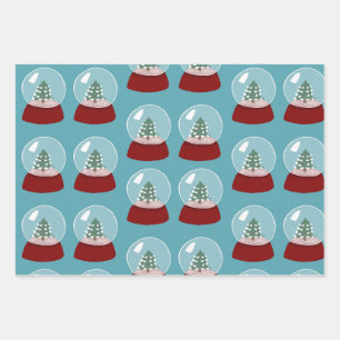 Schneeglobe Weihnachtspapier Geschenkpapier Set