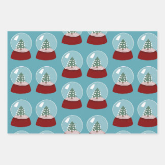 Schneeglobe Weihnachtspapier Geschenkpapier Set