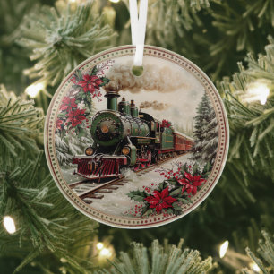 Schneeglöckchen-Dampflok – Zeitlose Weihnachtsreis Ornament Aus Glas