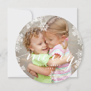 Schneeglöckchen Frohe Schrift   Weihnachts-Fotokar Feiertagskarte