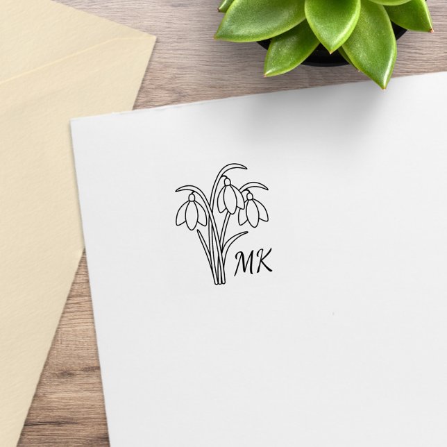 Schneeglöckchen Frühlingsblumen Monogramm Anfangsb Gummistempel (Von Creator hochgeladen)