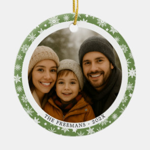 Schneeglöckchen Grüne Familien-Weihnachts-Mehrfach Keramik Ornament