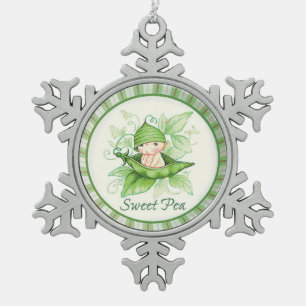 Schneeglöckchen-Süßerbse-Rahmenornament Schneeflocken Zinn-Ornament
