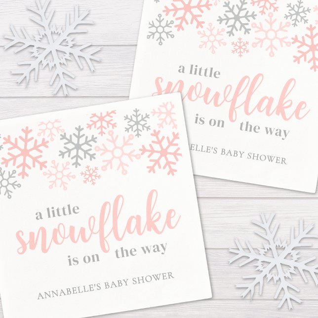 Schneeglöckchen Winter Mädchen Babyparty Serviette (Snowflake Winter Girl Baby Shower Napkins)
