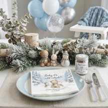 Schneeglöckchen Winterwald Teddy Bär Baby Shower