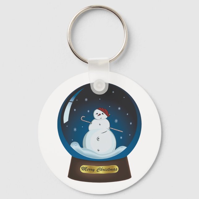 Schneeglocke mit niedlichem Schneemann Schlüsselanhänger (Vorderseite)