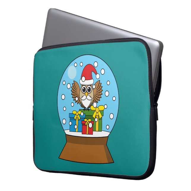 Schneegolle mit dem Weihnachtsklaus Laptopschutzhülle (Vorderseite Links)