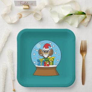 Schneegolle mit dem Weihnachtsklaus Pappteller