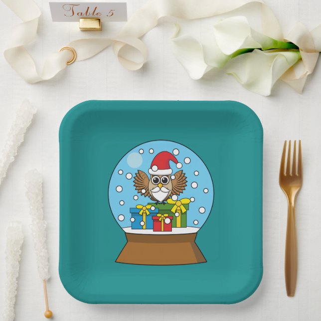 Schneegolle mit dem Weihnachtsklaus Pappteller (Hochzeit)