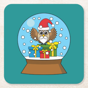 Schneegolle mit dem Weihnachtsklaus Rechteckiger Pappuntersetzer