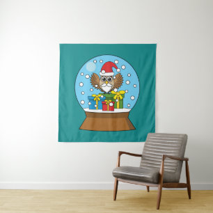 Schneegolle mit dem Weihnachtsklaus Wandteppich
