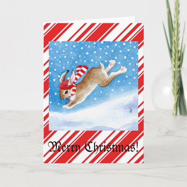 Schneehäschen Weihnachtsgrußkarte Feiertagskarte (Vorderseite)