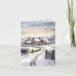 Schneehaus Landschaft Weihnachten Karte