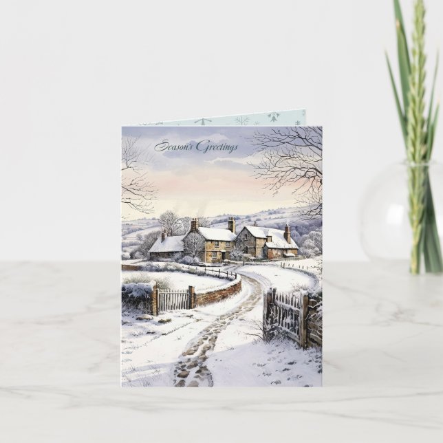 Schneehaus Landschaft Weihnachten Karte (Vorderseite)