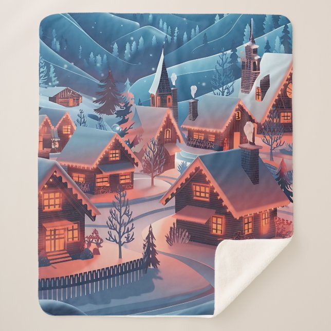 Schneehäuser mit Weihnachtsbeleuchtung Sherpadecke (Vorderseite)