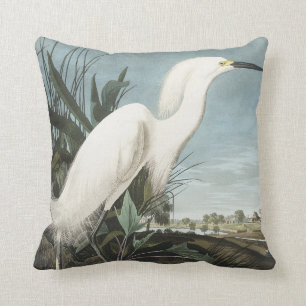 Schneeheron oder Weißer Egret von Vögeln Amerikas Kissen