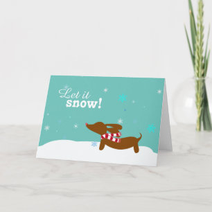 Schneehund Wiener Dog-Weihnachtsgrußkarte Feiertagskarte