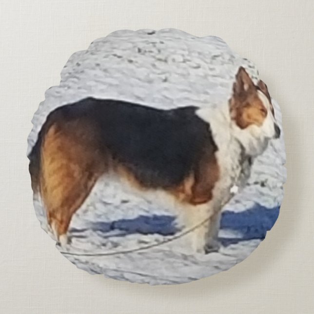 Schneehunde runden Kissen (Vorderseite)