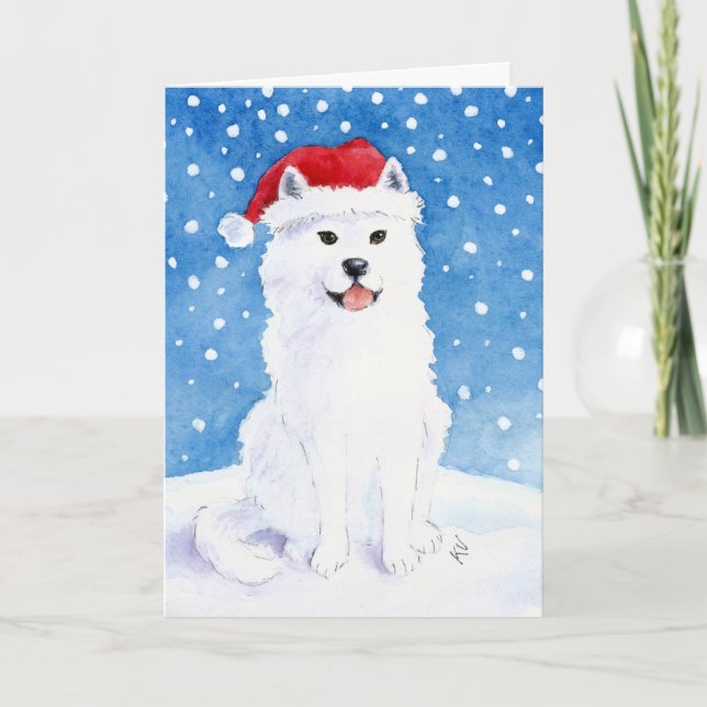 Schneehundkarte Feiertagskarte (Vorderseite)