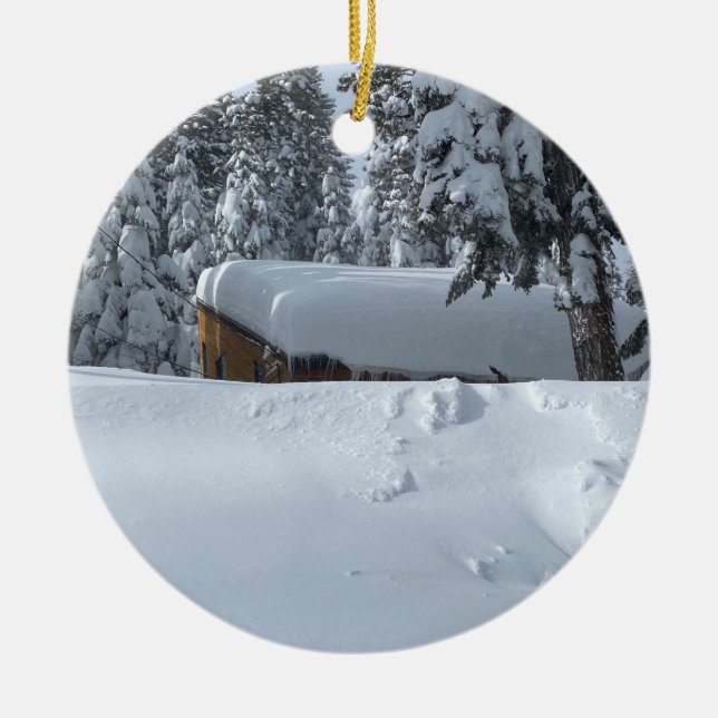 Schneehütte Keramik Ornament (Vorne)