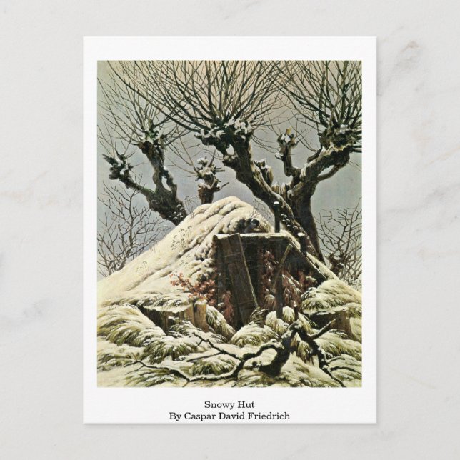 Schneehütte von Caspar David Friedrich Postkarte (Vorderseite)