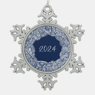 Schneejahr Schneeflocken Zinn-Ornament