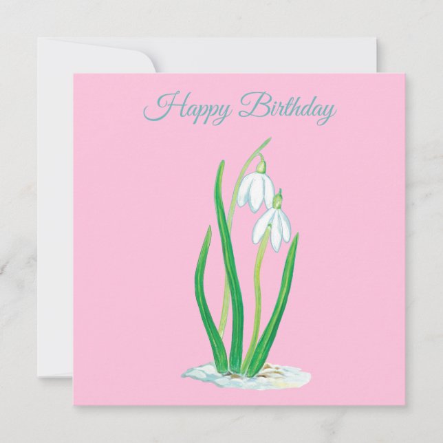 Schneekanonen (Galanthus) Illustration Geburtstag Karte (Vorderseite)