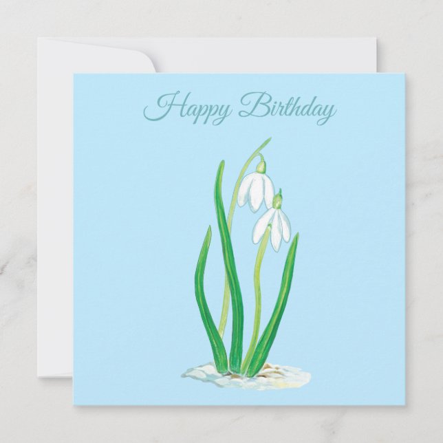 Schneekanonen (Galanthus) Illustration Geburtstag Karte (Vorderseite)