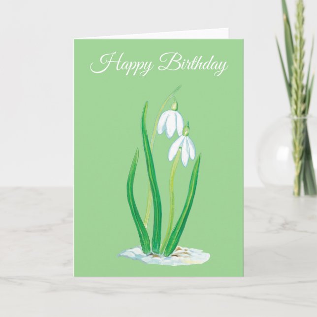 Schneekanonen (Galanthus nivalis) Geburtstag Karte (Vorderseite)