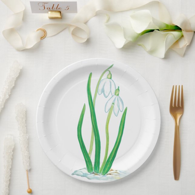 Schneekanonen (Galanthus nivalis) Pappteller (Hochzeit)