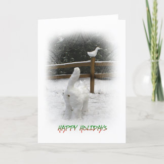 Schneekatze Feiertagskarte