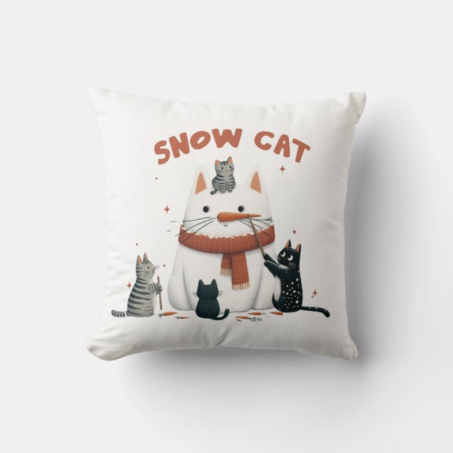 Schneekatze Kissen (Vorderseite)