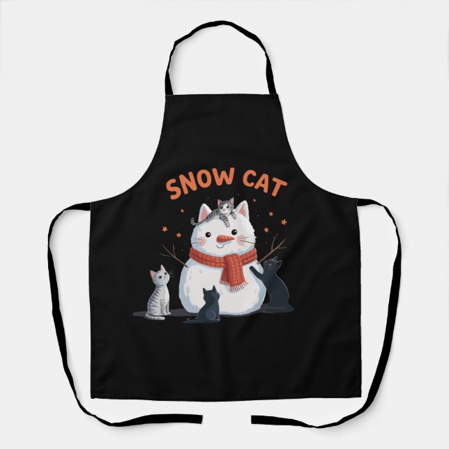 Schneekatze Weihnachten Katzen Lover Geschenk Urla Schürze (Vorderseite)