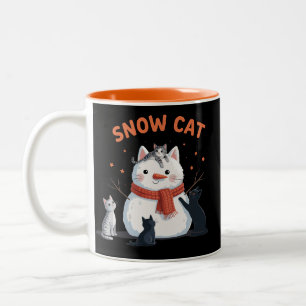 Schneekatzen-Weihnachten Katzenliebhaber-Geschenk- Zweifarbige Tasse