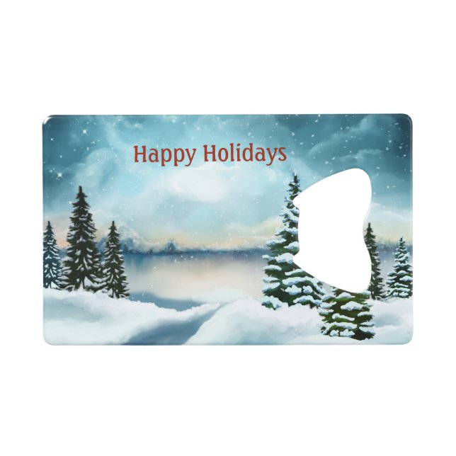 Schneekiefern in der Nähe des Sees Geldbeutel Flaschenöffner (Vorderseite (Horizontal))