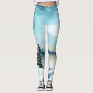 Schneekiefern in der Nähe des Sees Leggings