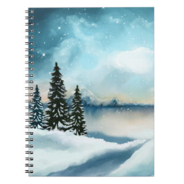 Schneekiefern in der Nähe des Sees Notizblock