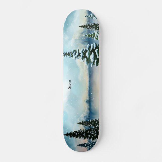 Schneekiefern in der Nähe des Sees Skateboard (Vorderseite)