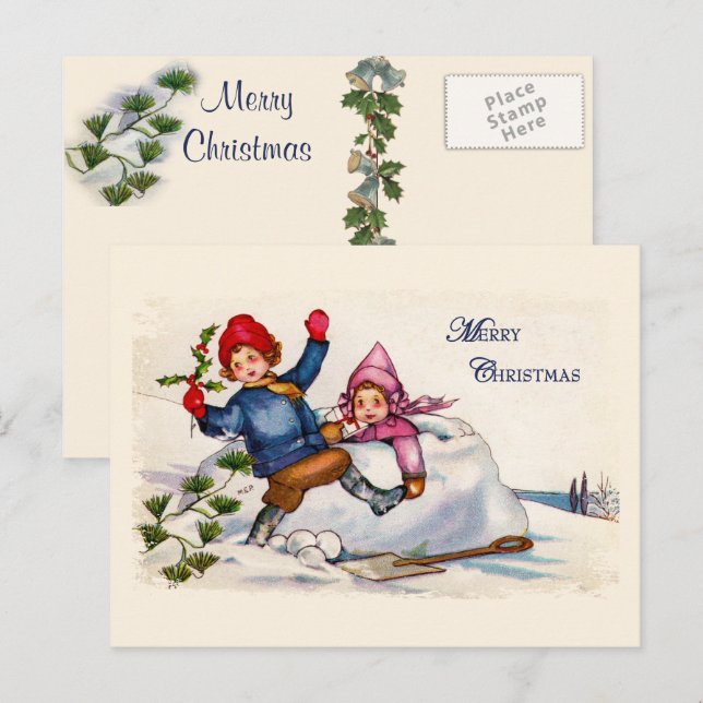 Schneekinderwein - Vintage Postkarte (Vorne/Hinten)